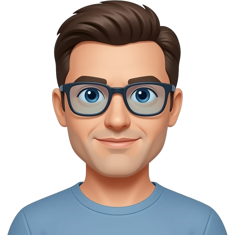 change his glasses into blue color emoji