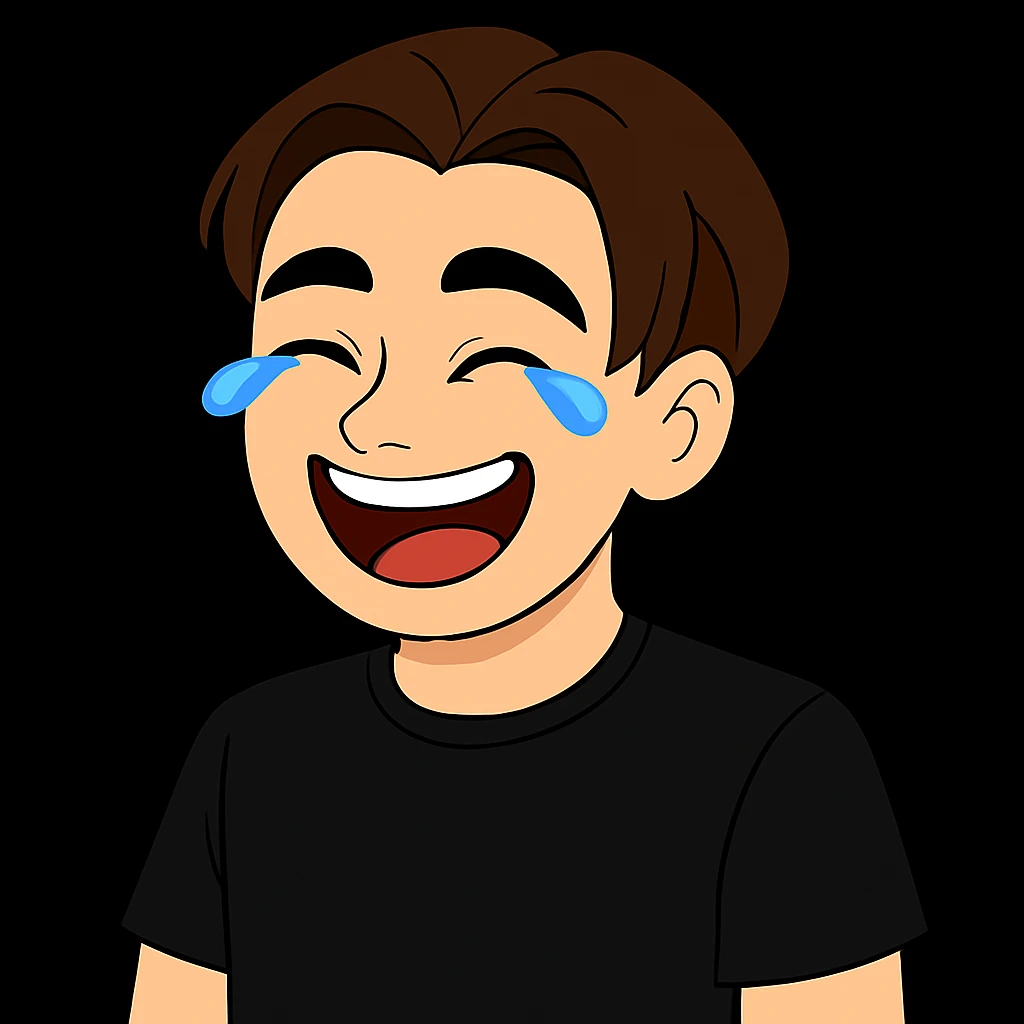Change the color of the shirt to a uniform black color, keep everything else unchanged. emoji