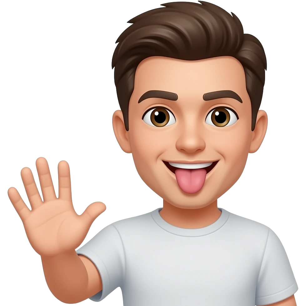 Crie um emoji com um o emoji de língua pra fora e de saldação emoji