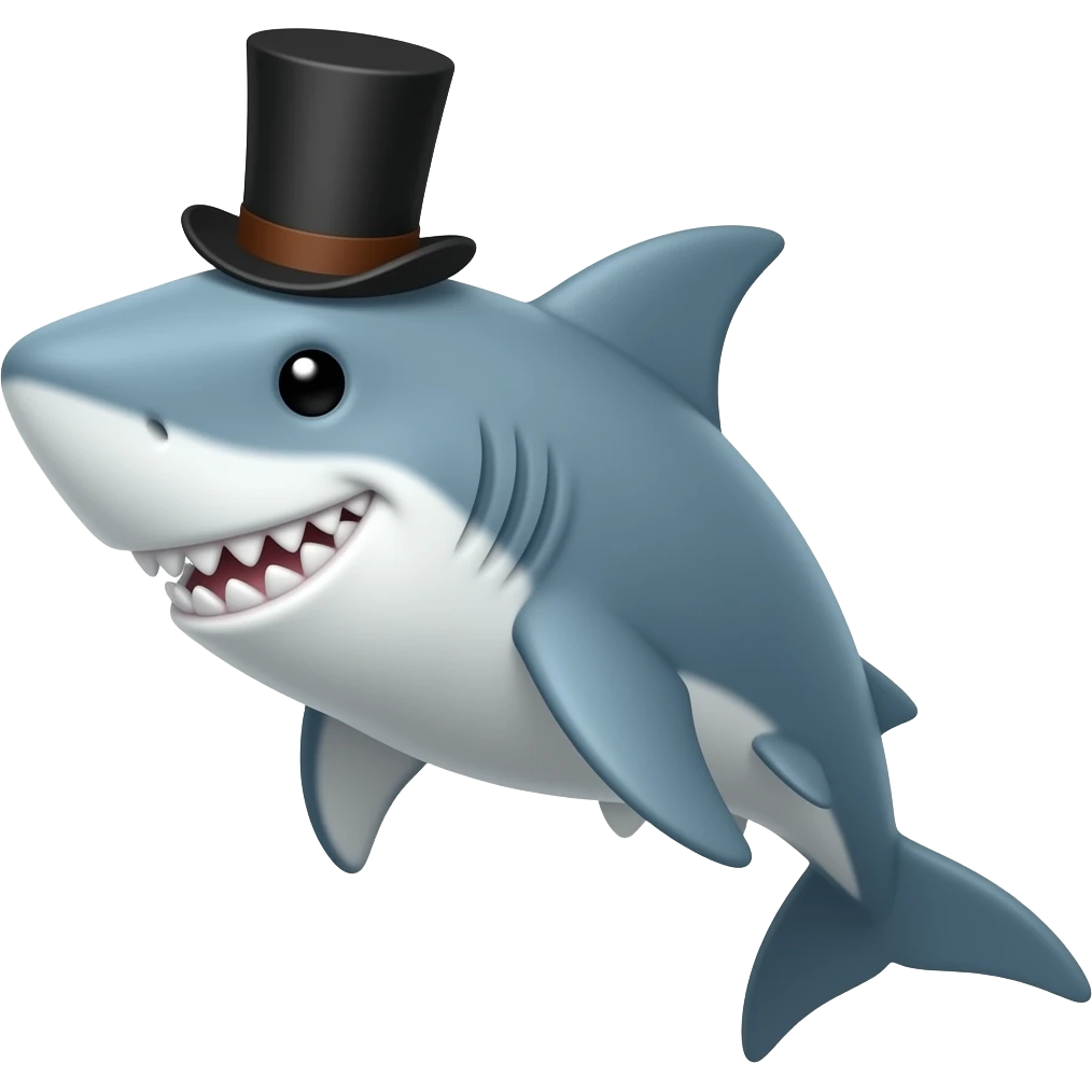 Shark with a top hat emoji