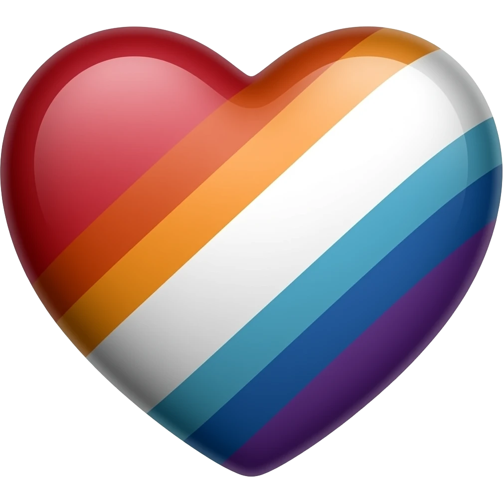 Progress flag heart red, orange, yellow, green, blue, violet, white, pink, light blue, brown and black emoji