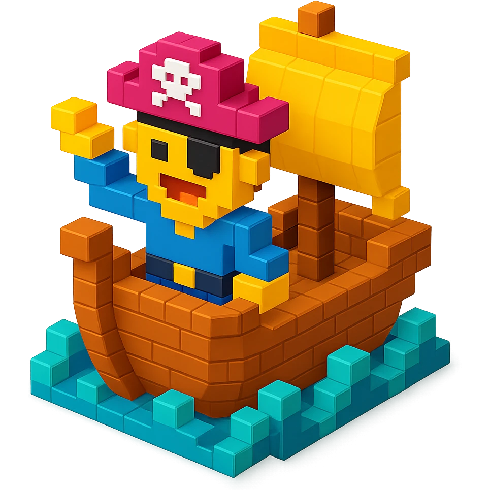 pirate with eyepatch sailing a ship , realistic background emoji