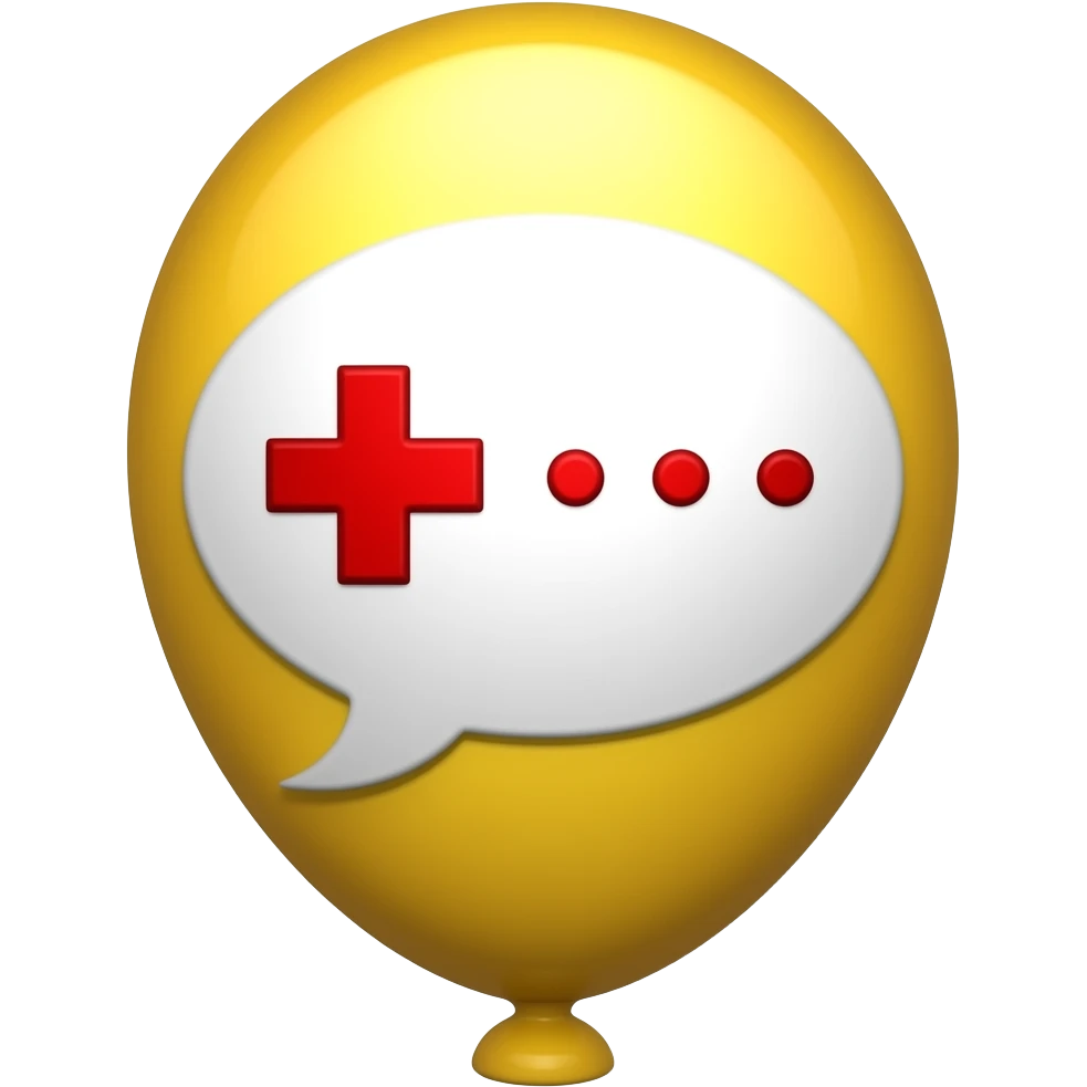 a golden baloon speech with a red plus (+) and three points (...) inside emoji