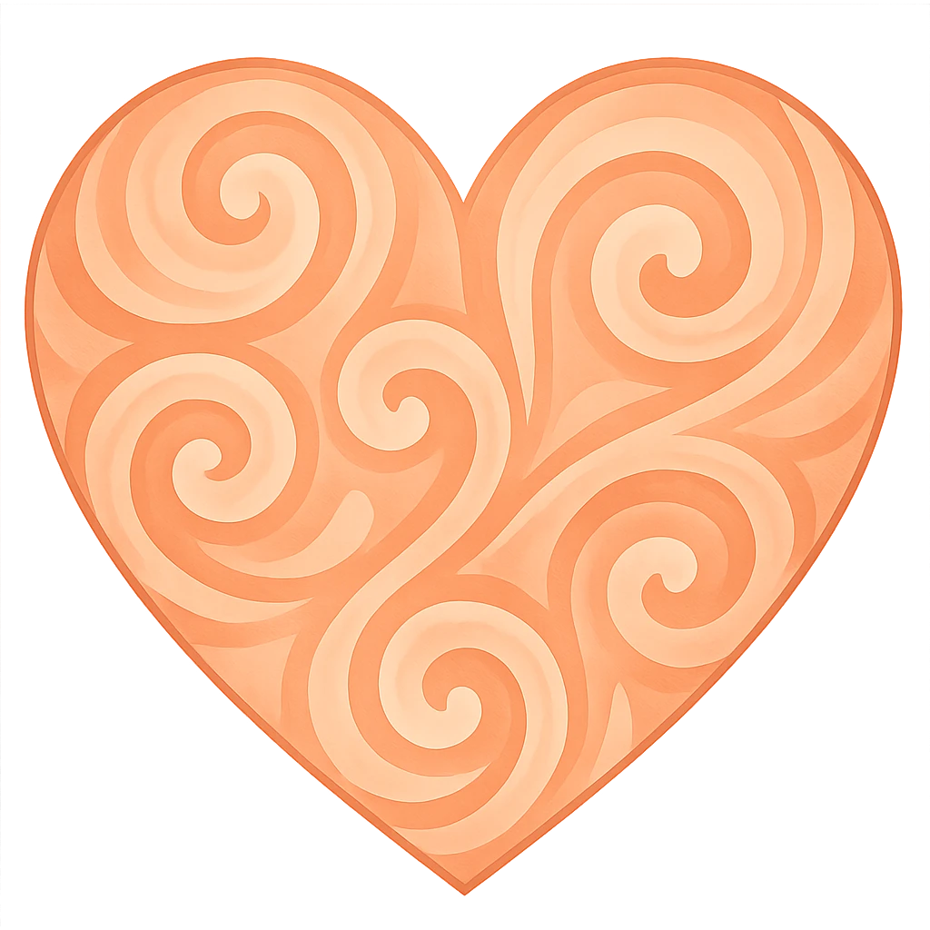 heart with a swirling peach pattern, digital illustration emoji