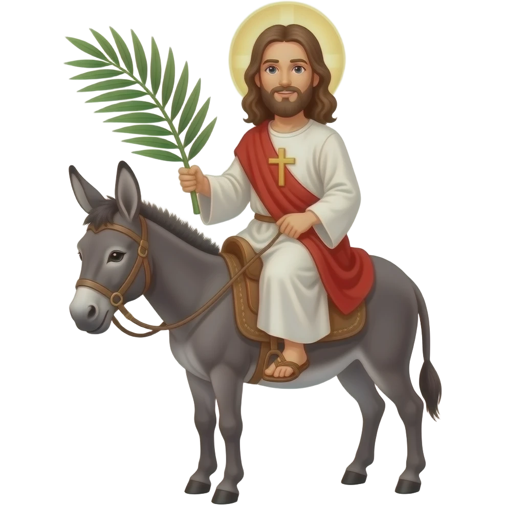 palm sunday jesus on a donkey no cross but a palm emoji