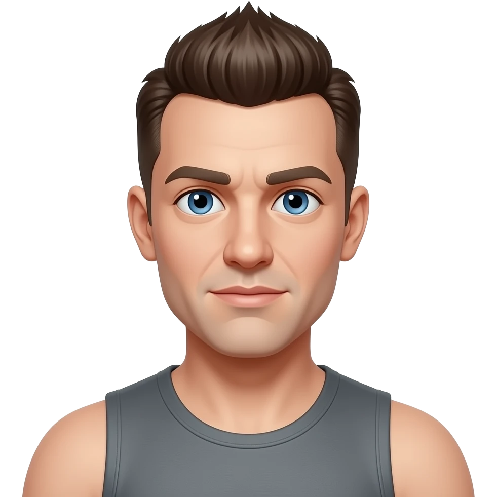 50's man skinhead mohawk and blue eyes and more broad shoulder emoji