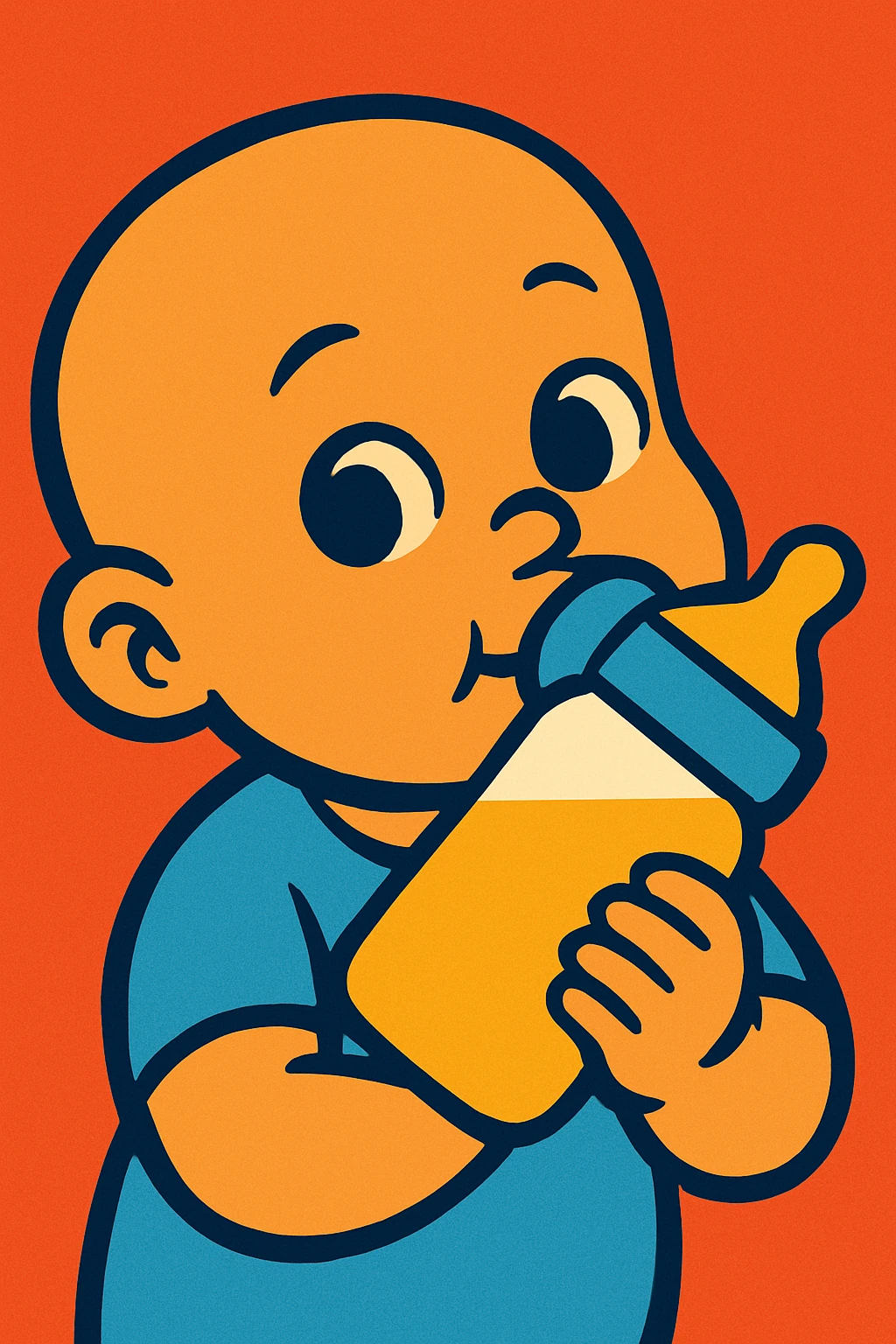 baby with a smooth head and a bottle in mouth emoji