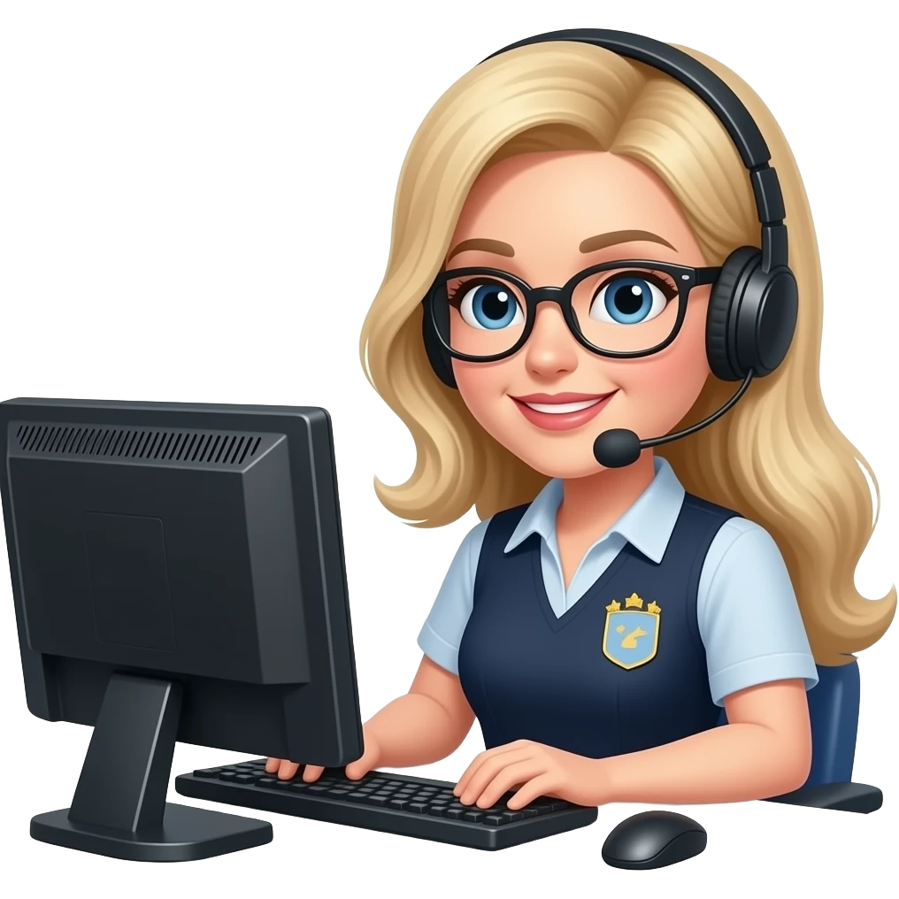Mad Dispatch lady at a computer emoji