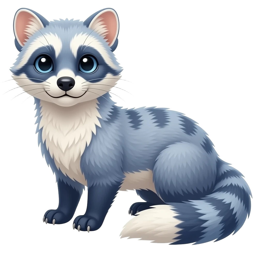Blue genet-civet-Feli-mustelid-creature-hybrid, full body emoji