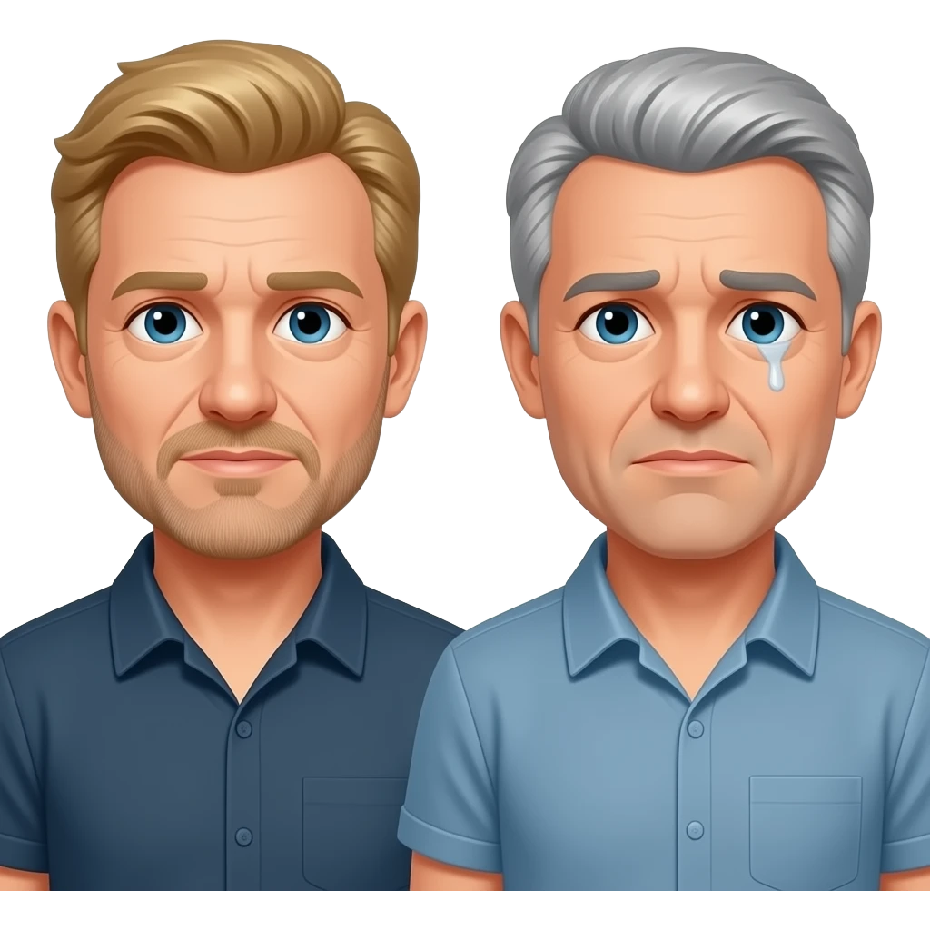 2 Men, agreed to improve, one is blond and middle ages, second one is tired, grey hair emoji