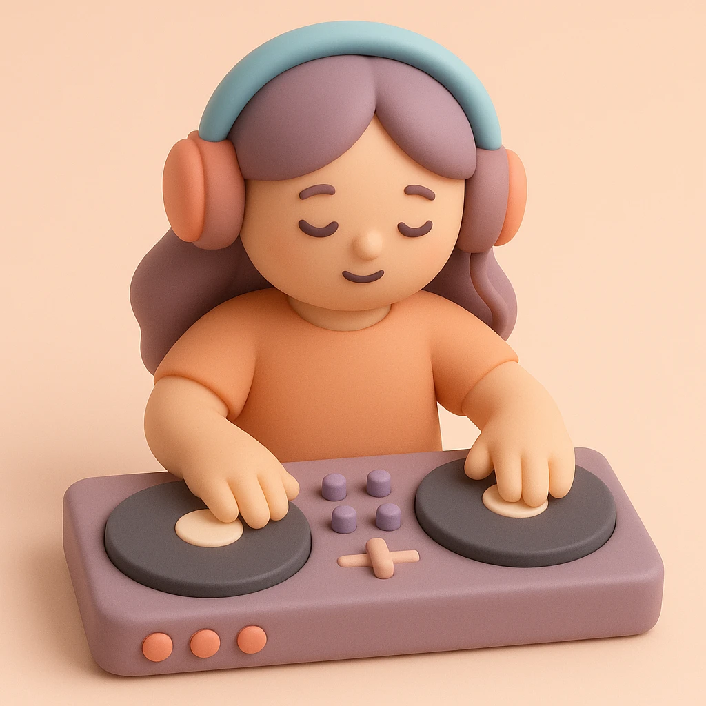 girl playing DJ set emoji