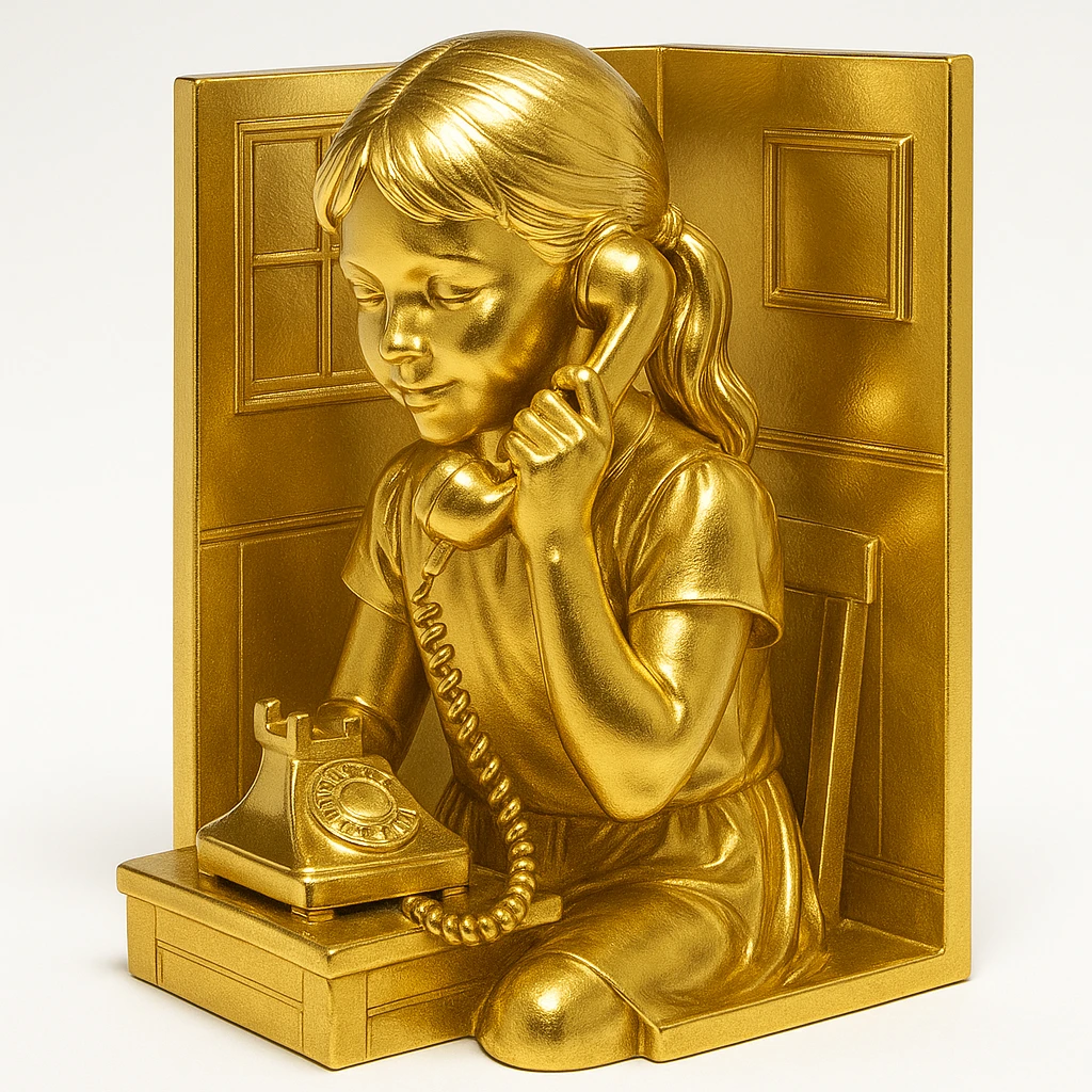 girl talking on telephone in her room emoji