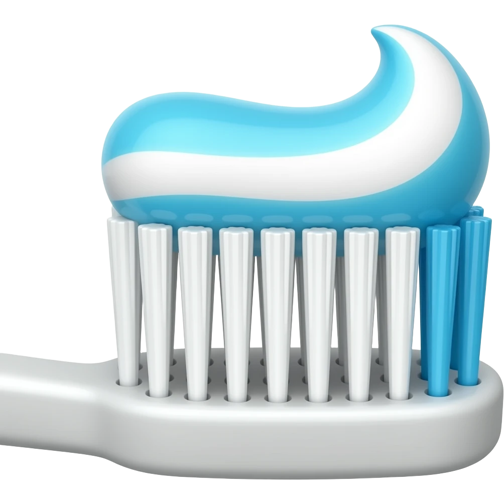 full toothbrush with blue substance on emoji