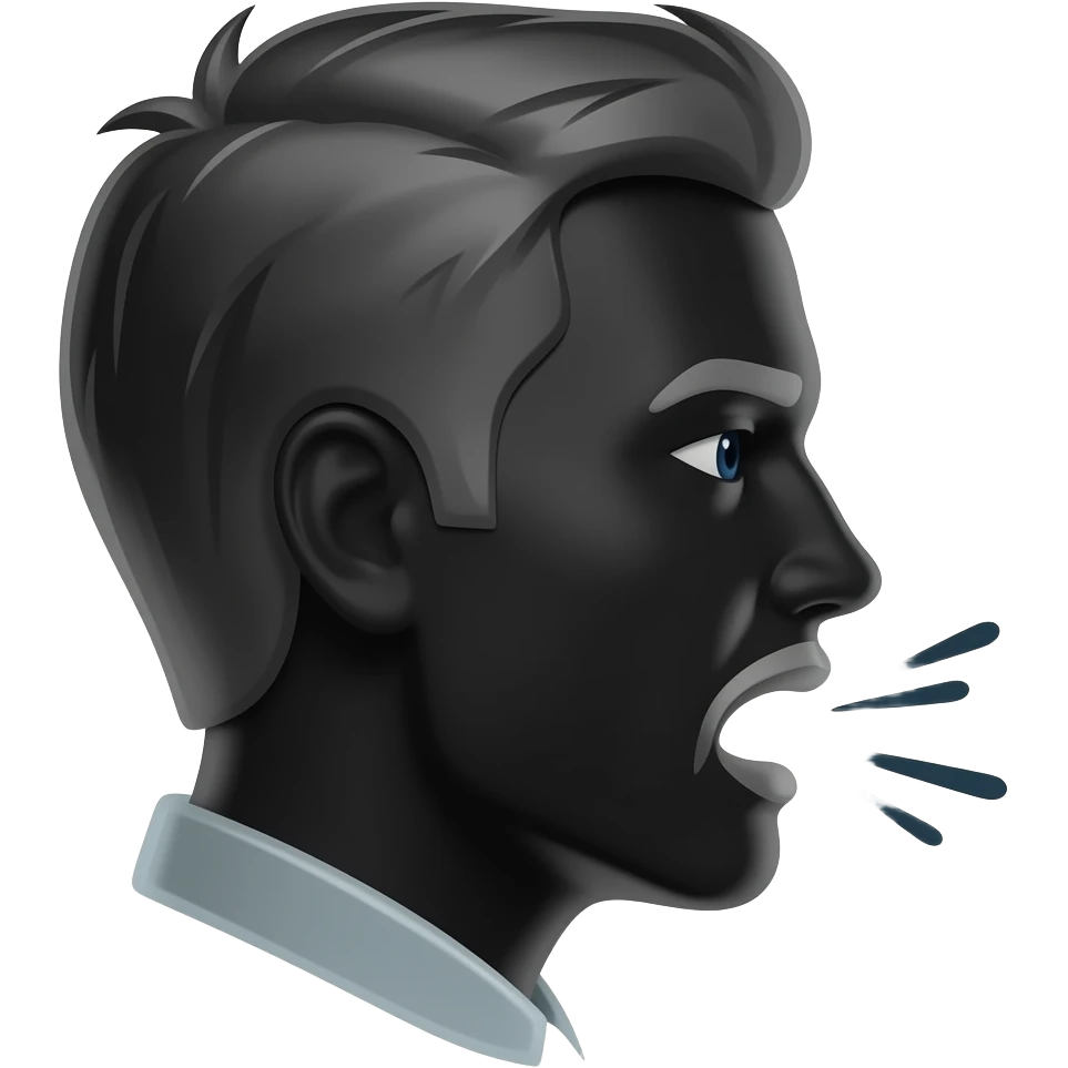 haz la silueta de una persona de lado (tipo sombra) que le salga lineas  de la boca como si estuviera hablando emoji