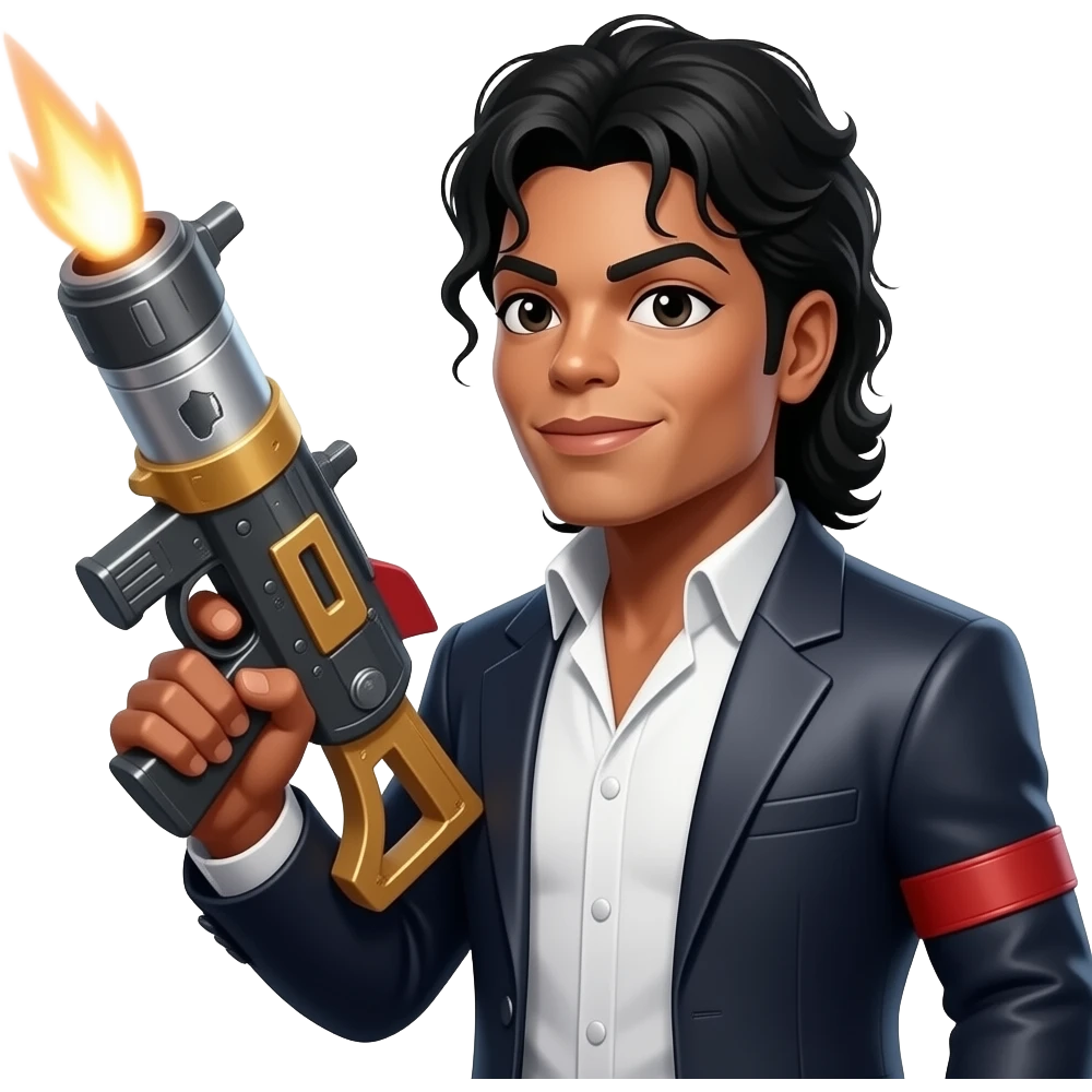 micheal jackson holding a rocket launcher from fortnite to the right emoji