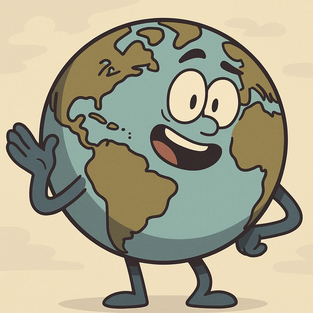 cartoon-style globe with exaggerated continents emoji