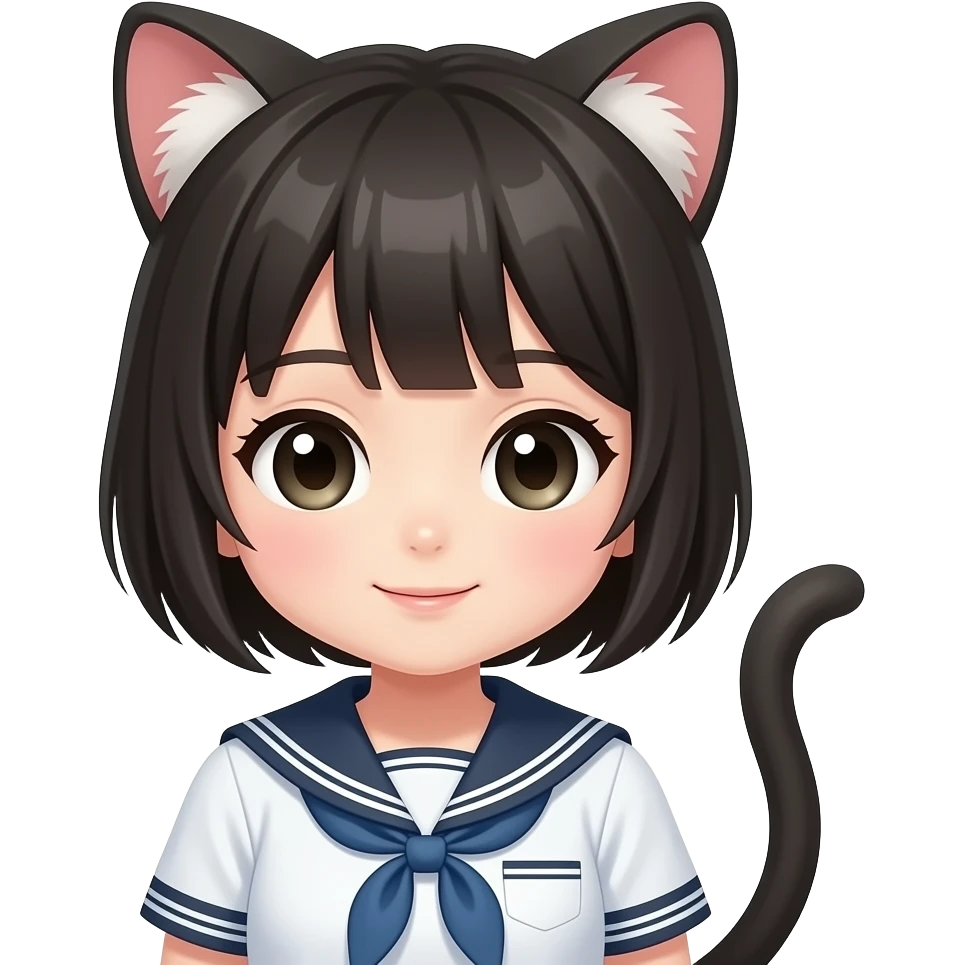 a japanese girl with cat ears &tale emoji