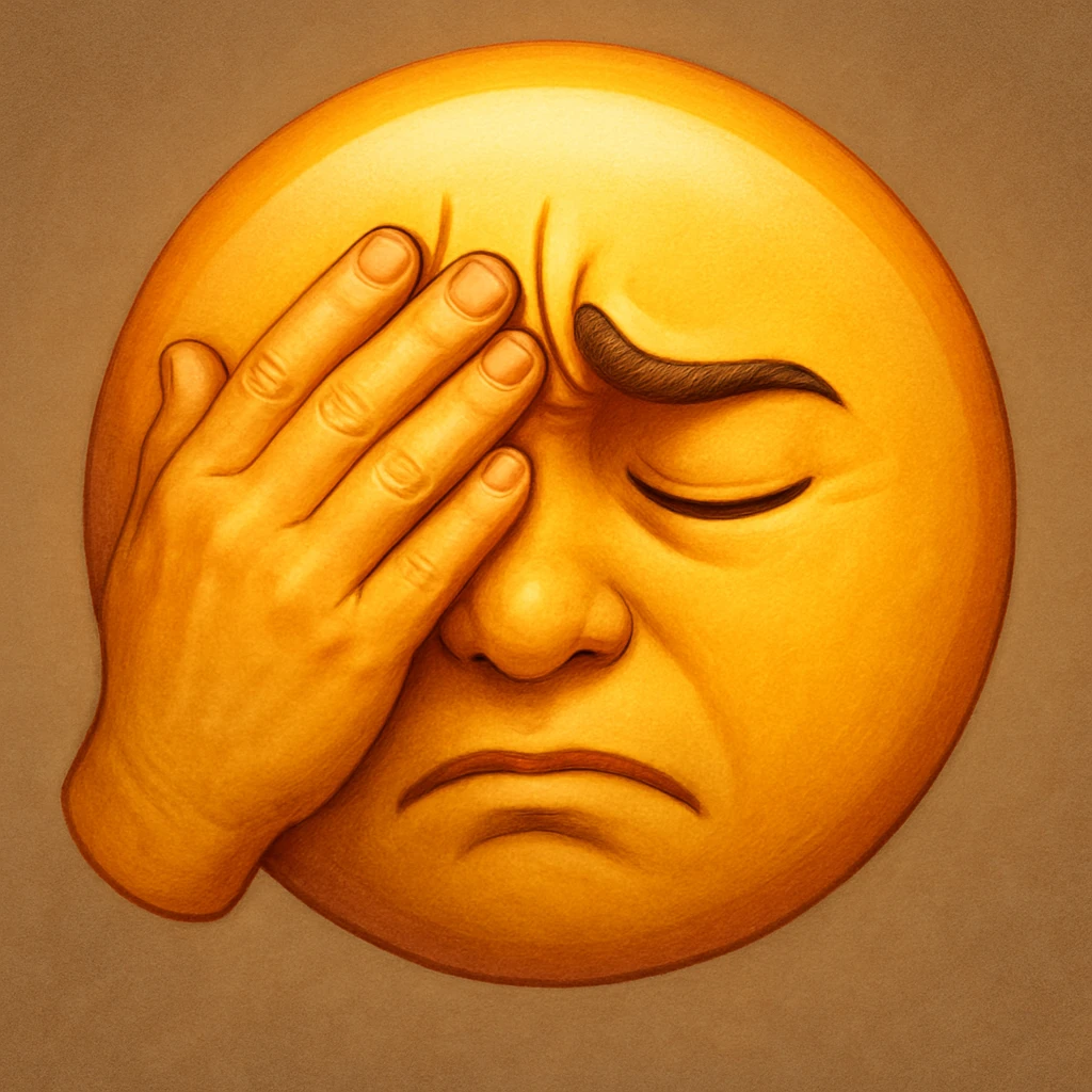 facepalm emoji face, expressive, detailed, digital art emoji