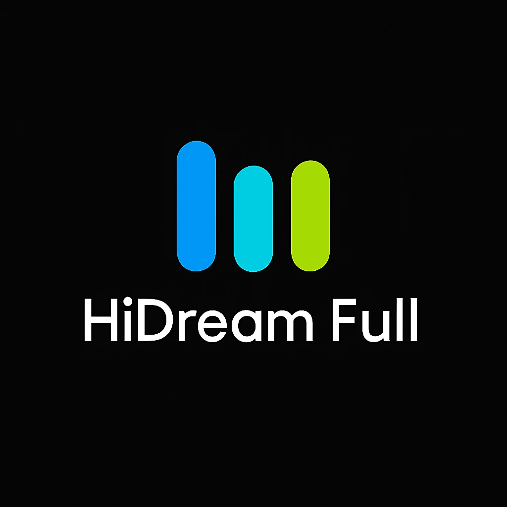 create high dream logo like this with text "HIDream Full", black background  emoji