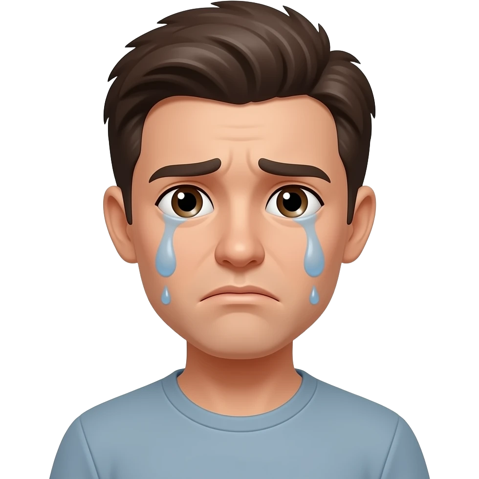 너무 슬퍼서 눈물이 옆으로 나오는 이모티콘 만들어줘 기본 노란 이모지로 emoji