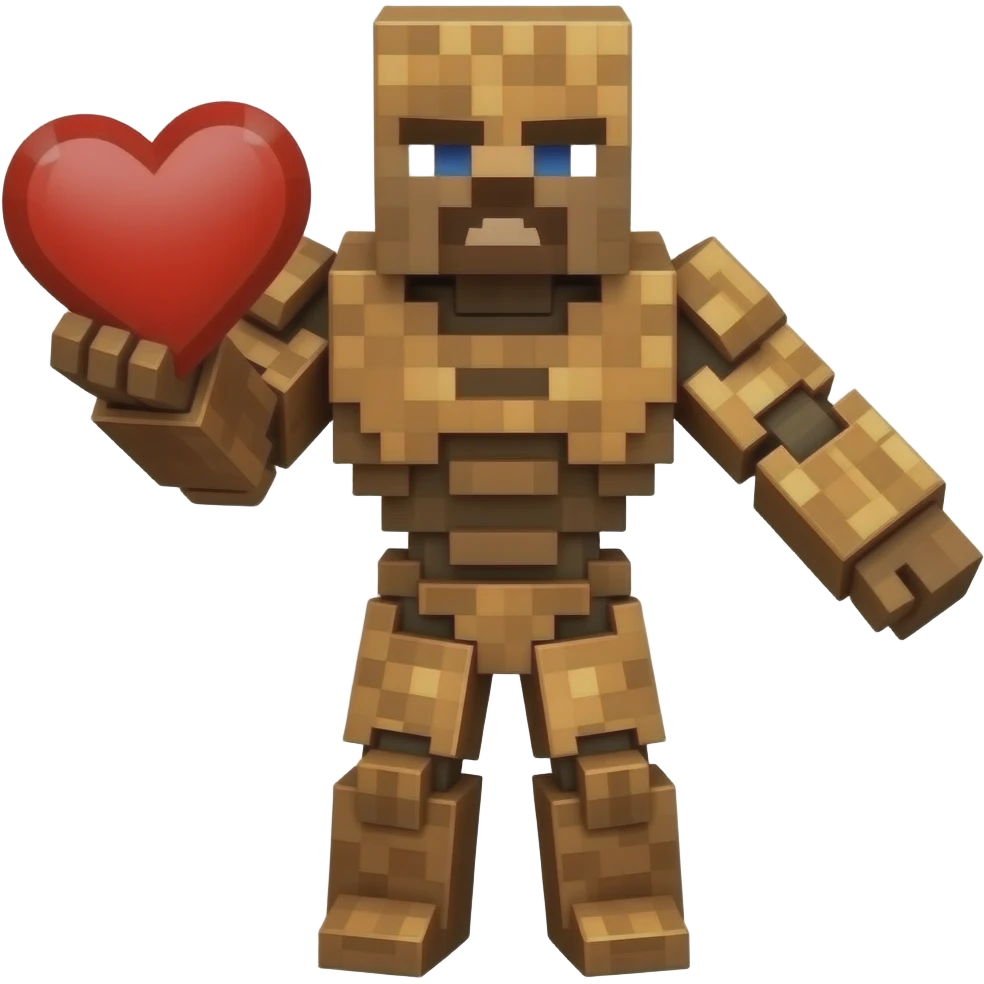 Minecraft copper golem holding a heart emoji