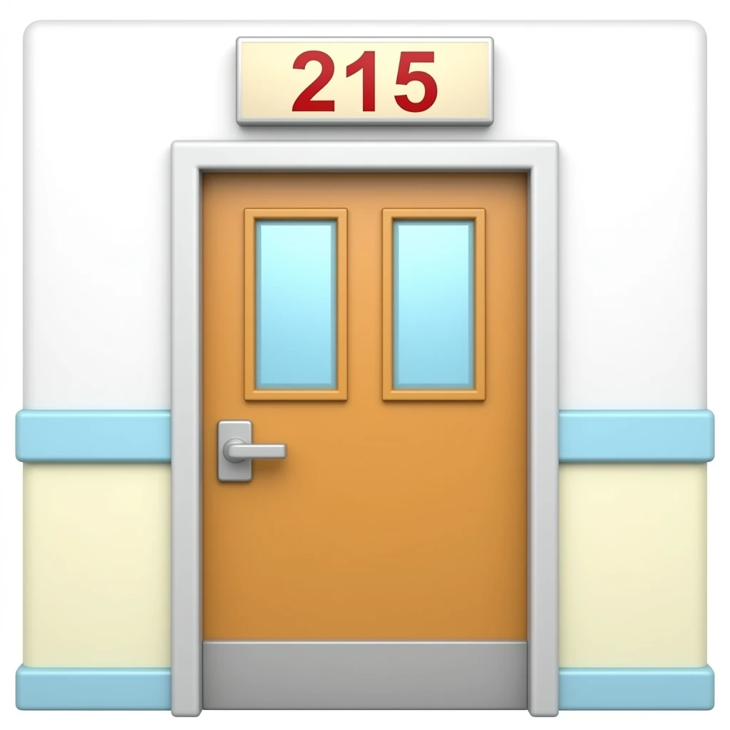 Draw a door to a classroom where it says "215" emoji