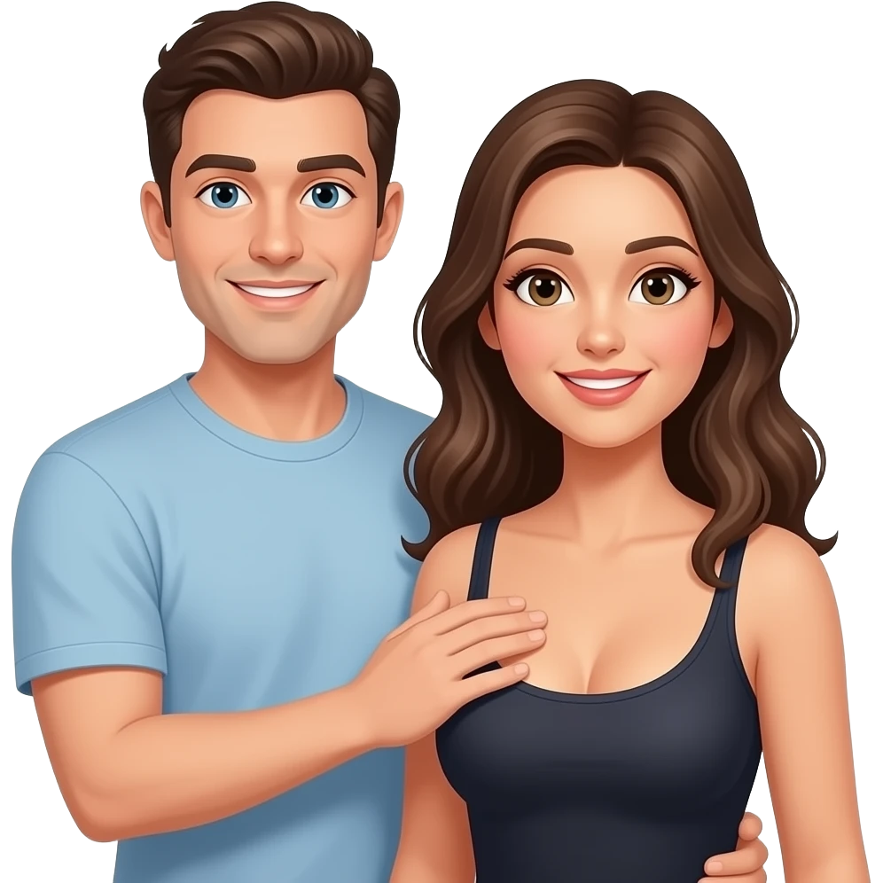 A guy touching woman's boobs emoji