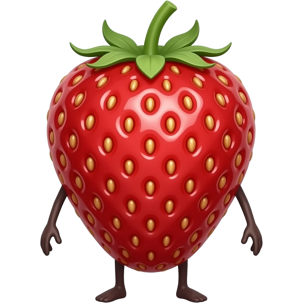 A strawberry with legs without arms emoji