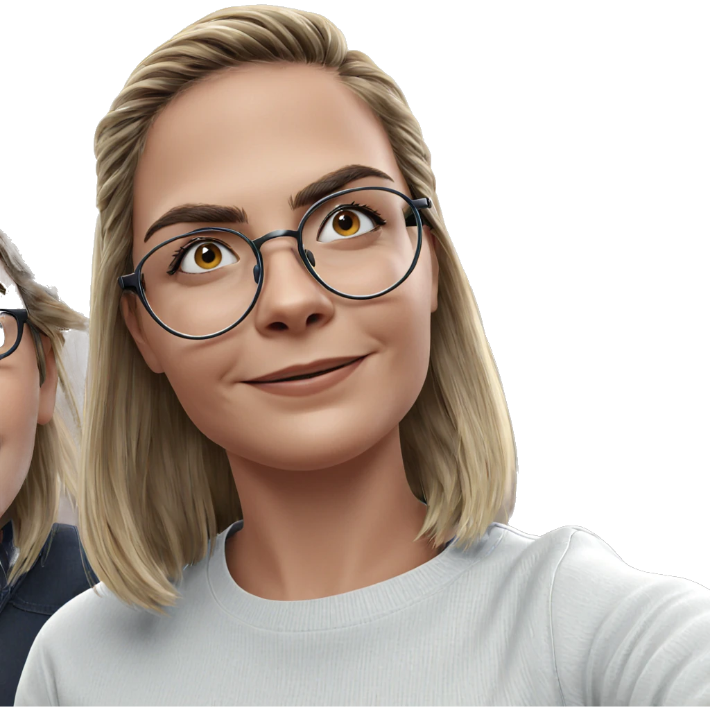 smiling girl with glasses emoji