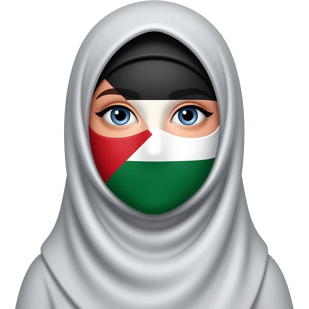 A hijabi wearing a Palestinian flag emoji