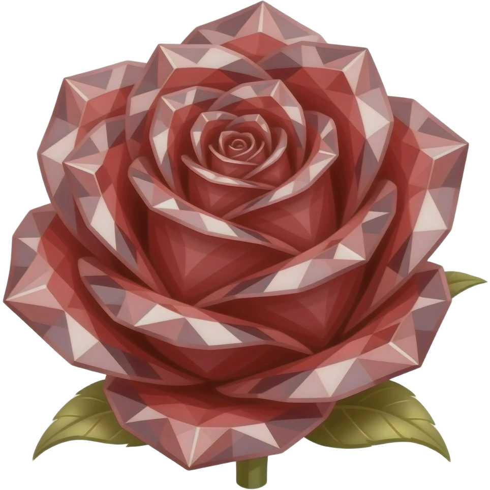 Red crystal rose with gold stem emoji