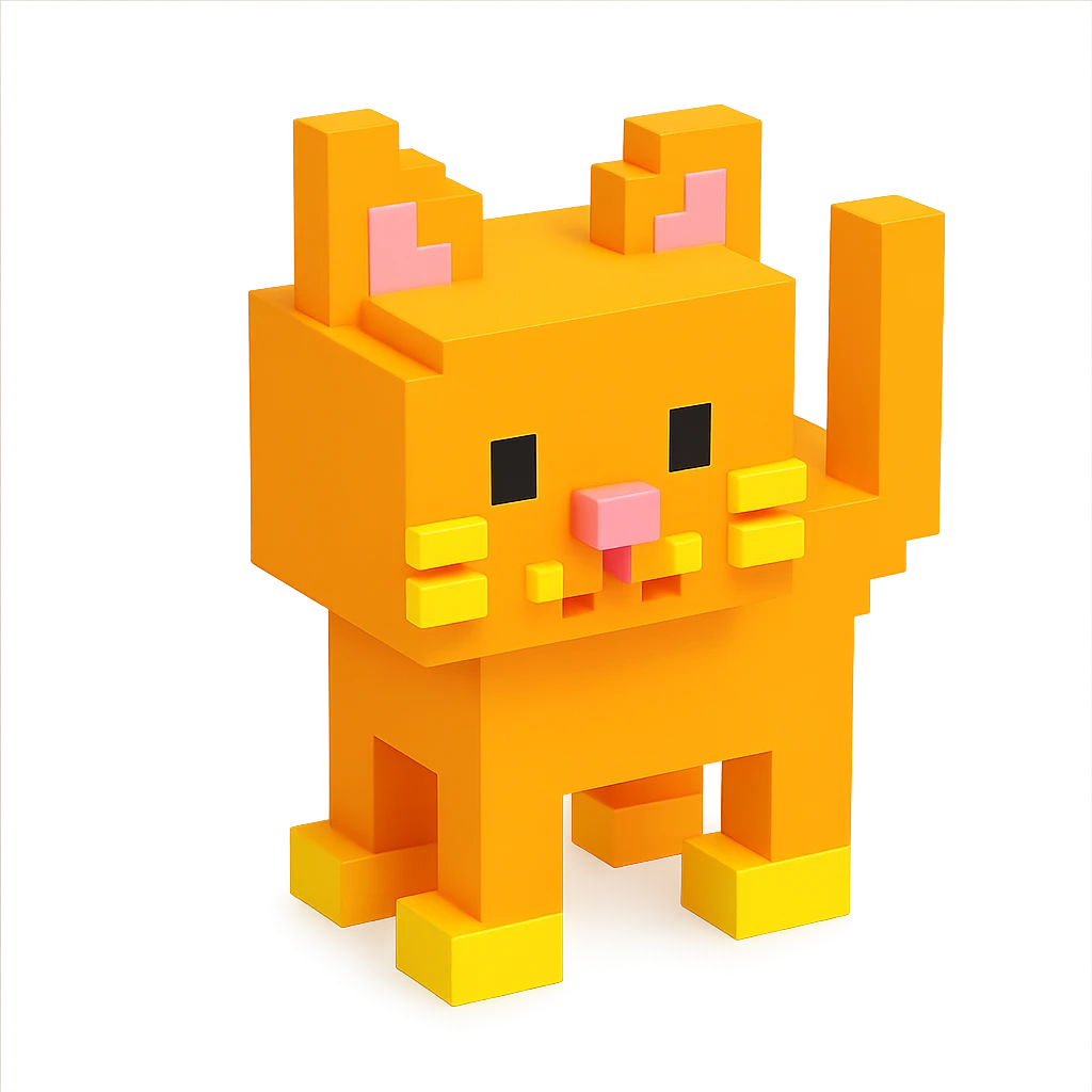A voxel-style cat. emoji