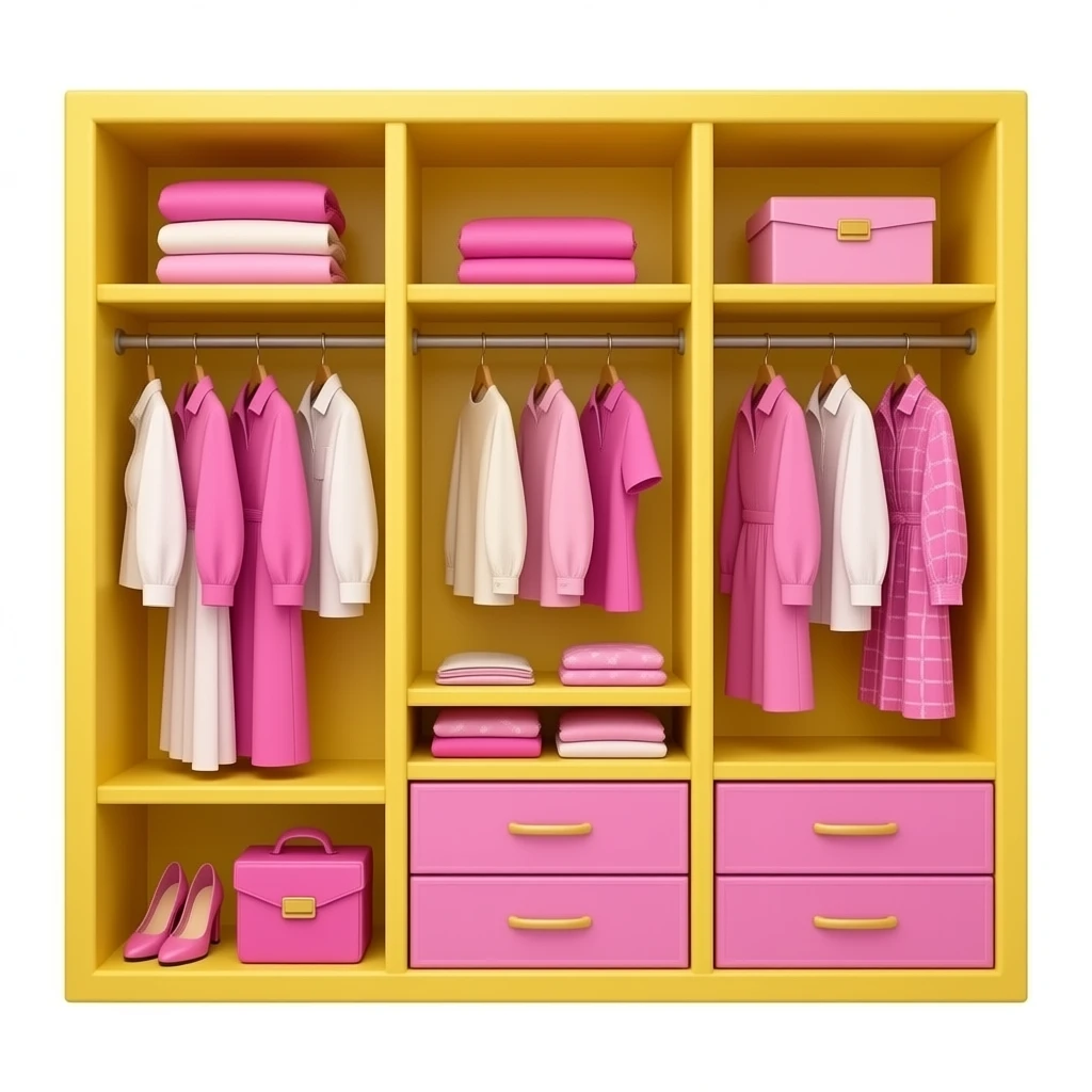 yellow pink  Closet Interior  inspired by Barbie colour palette emoji