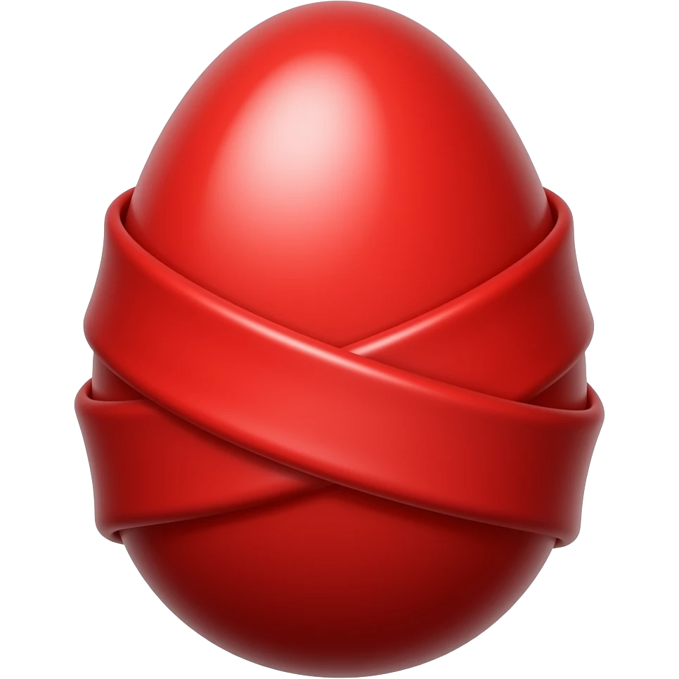 Red egg covered with slik emoji