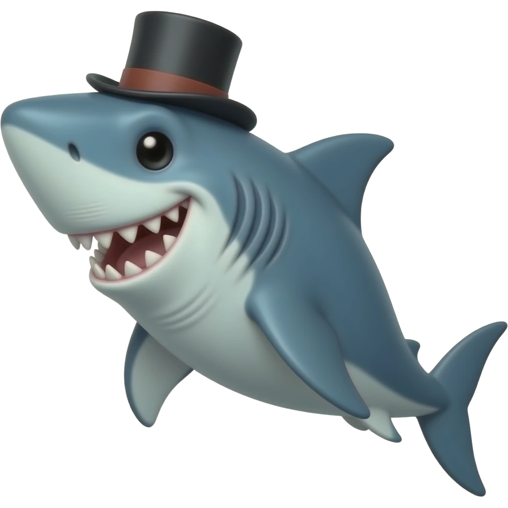 Shark with a top hat emoji