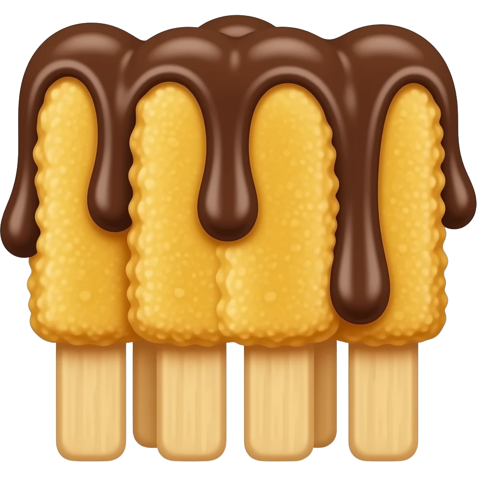 banana fritter sticks with chocolate sauce emoji