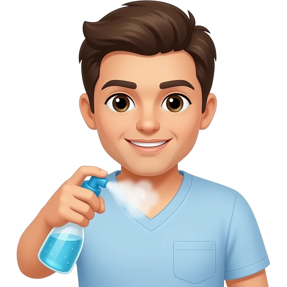 A person getting sprayed with white liquid emoji