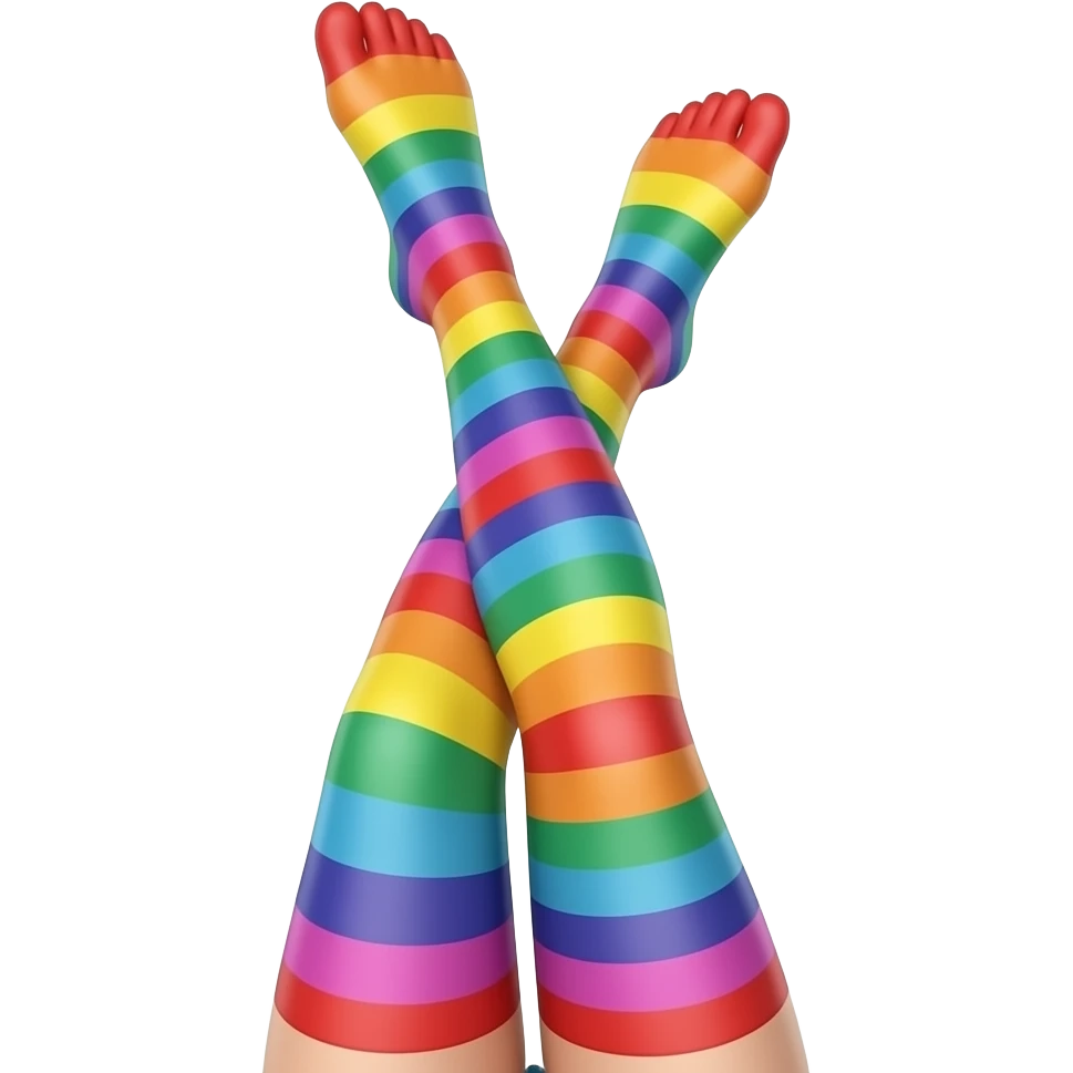 “rainbow-colored pantyhose, legs up” emoji