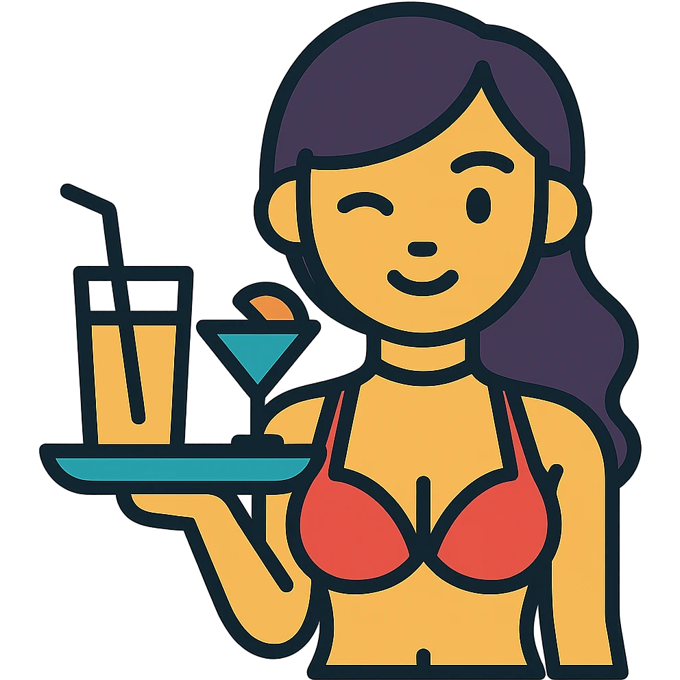 Make the bar girl look Asian with a more provocative outfit, keeping the modern color outline icon style, no background. emoji