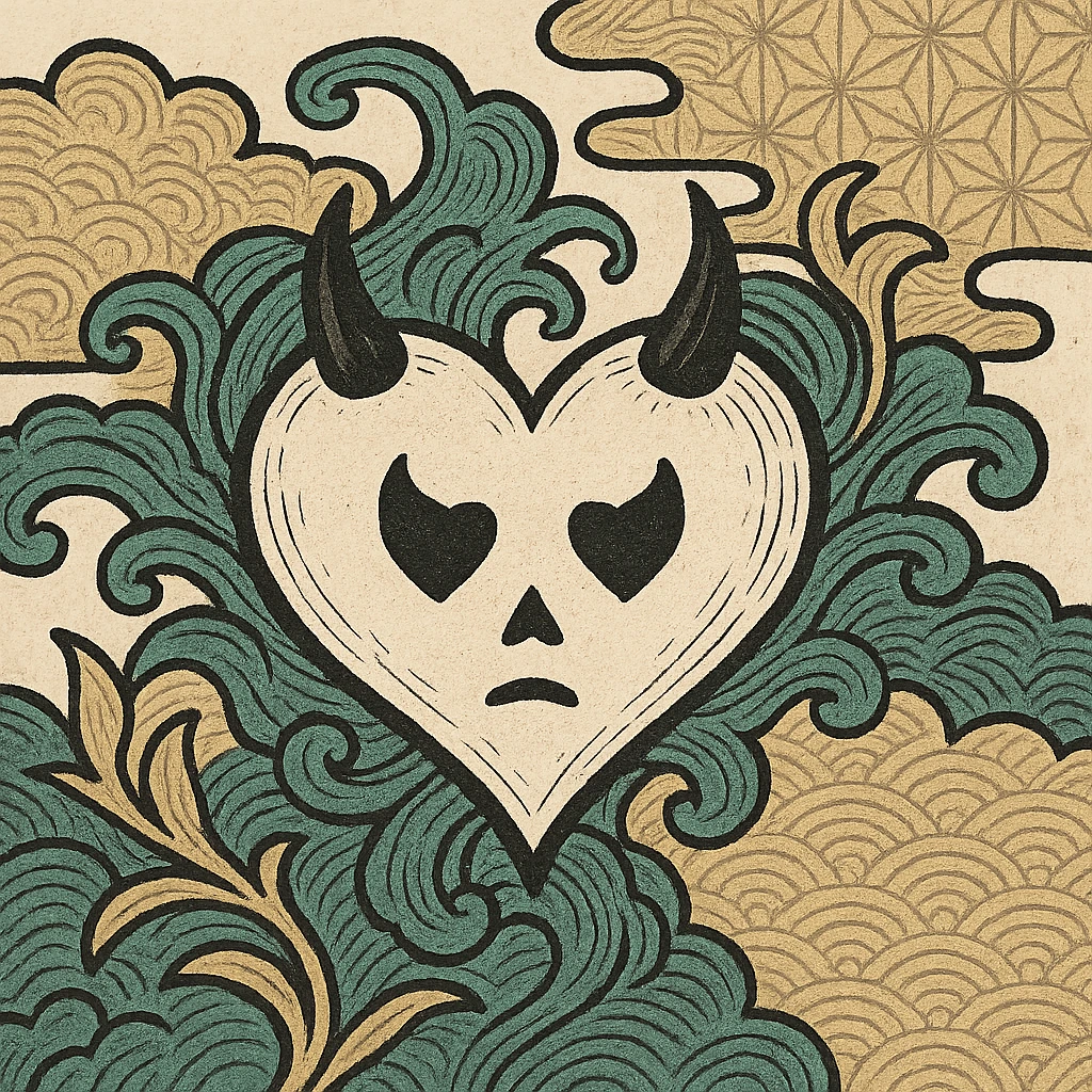 white goth heart, minimal, edgy, dark accents emoji