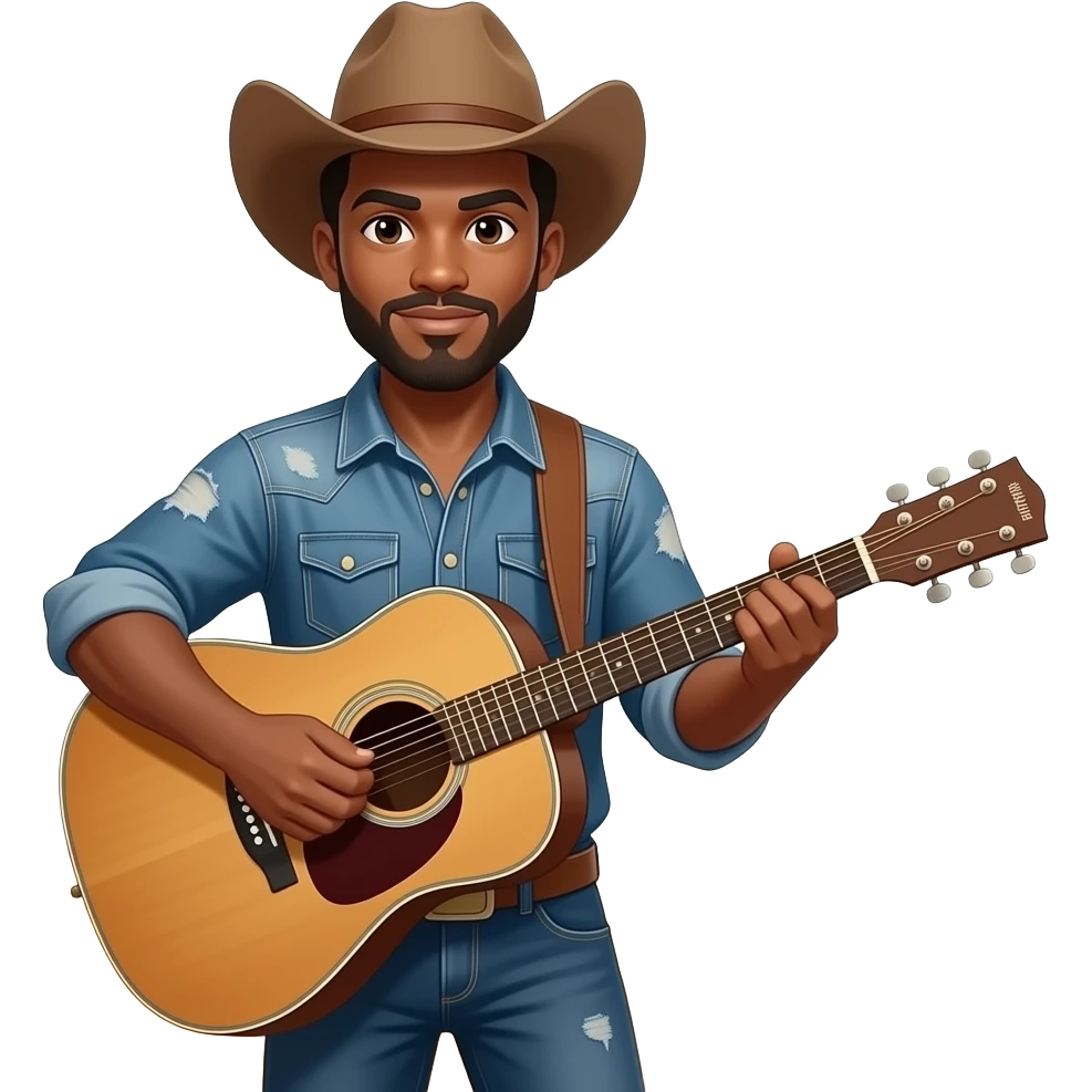 brown-skinned cowboy playing country guitar emoji