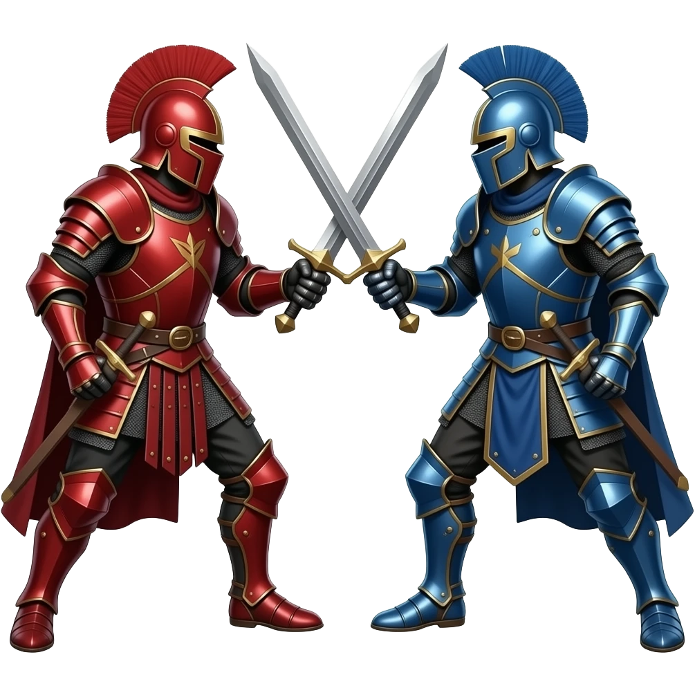Red vs blue and both of them have swords emoji