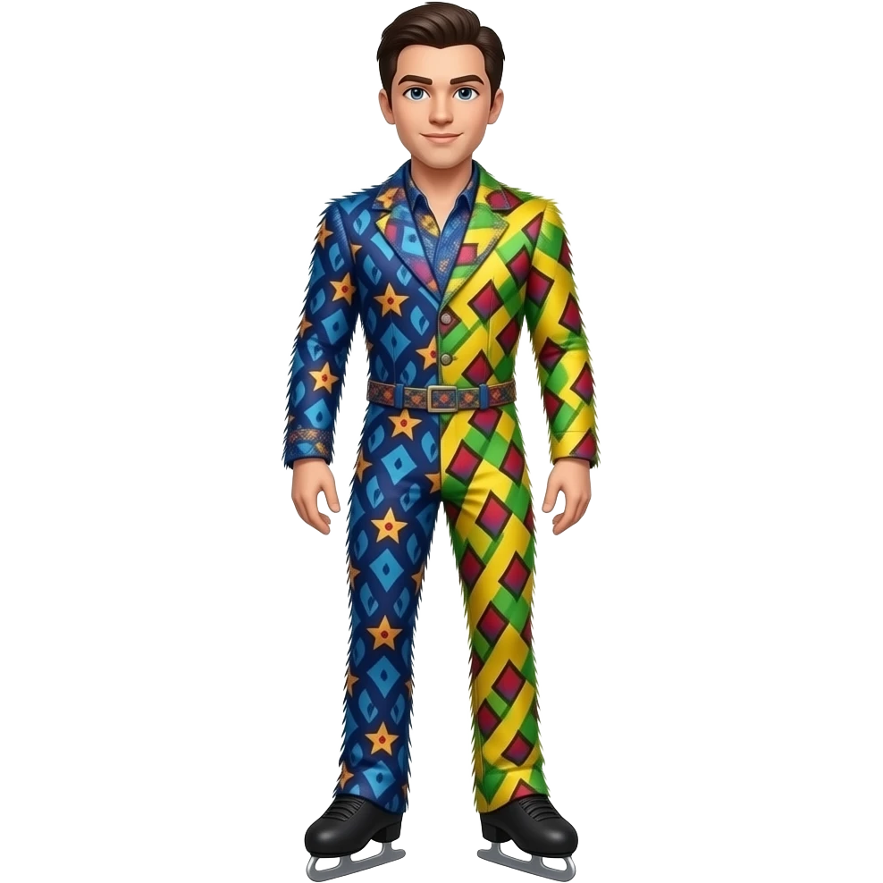 Male USA Olympic figure skater with wild costume full-length emoji
