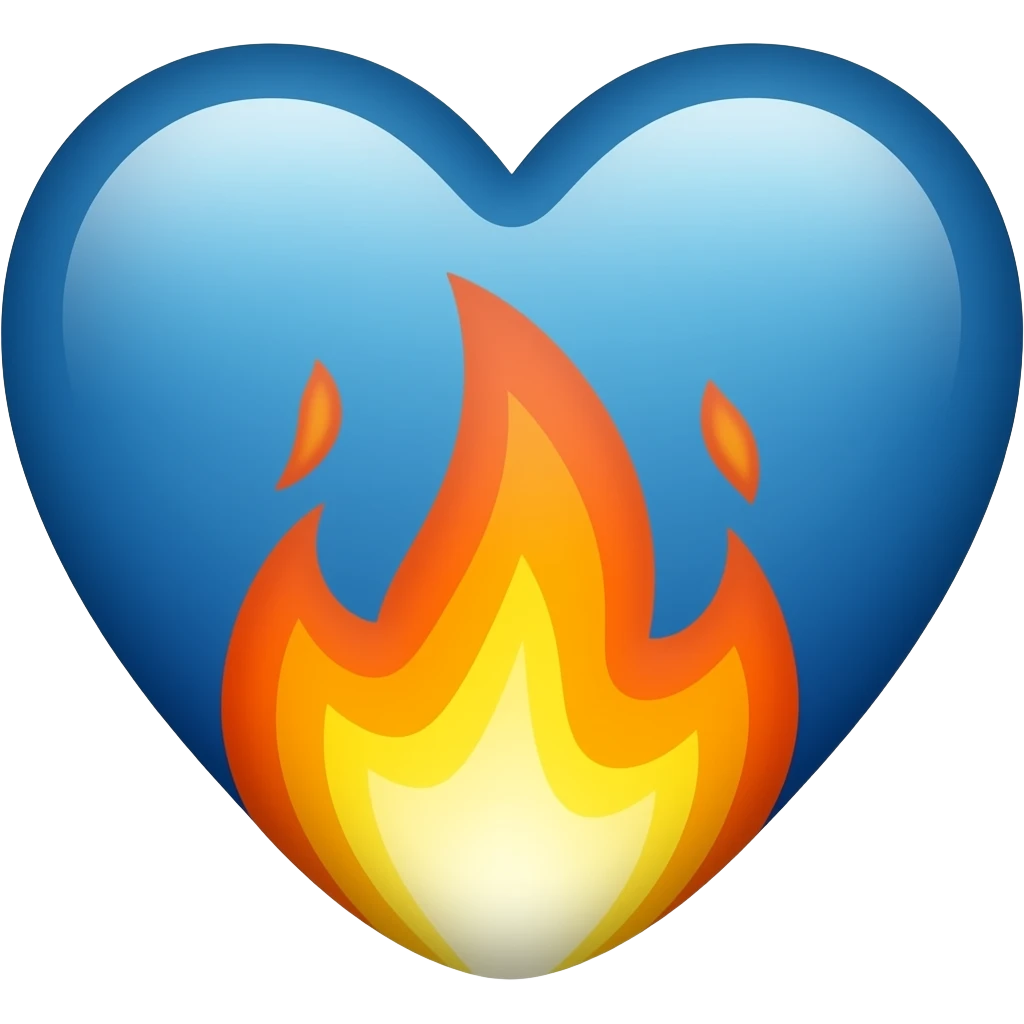 Blue heart with fire copy and paste emoji