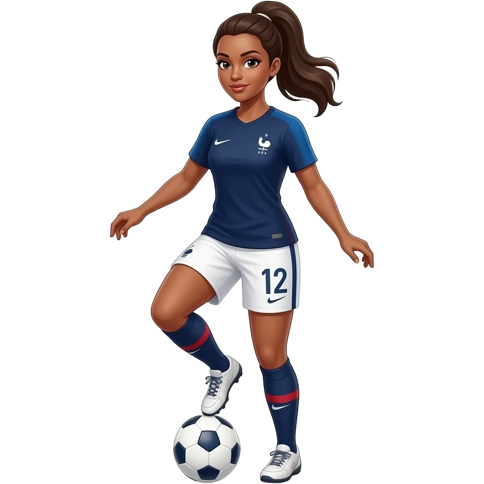 A woman playing French soccer and bouncing the ball off her boobs emoji