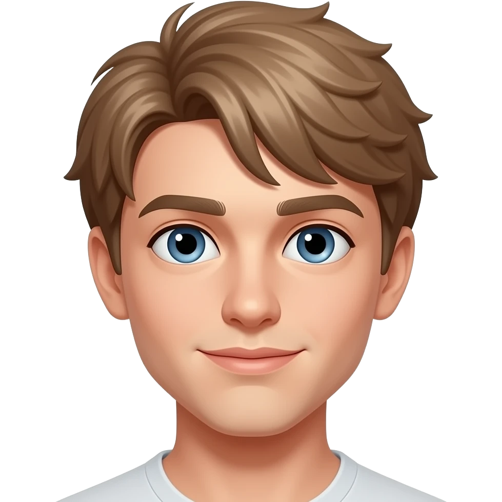 Mavi gri arası gözlü açık kumral açık tenli erkek genç emoji