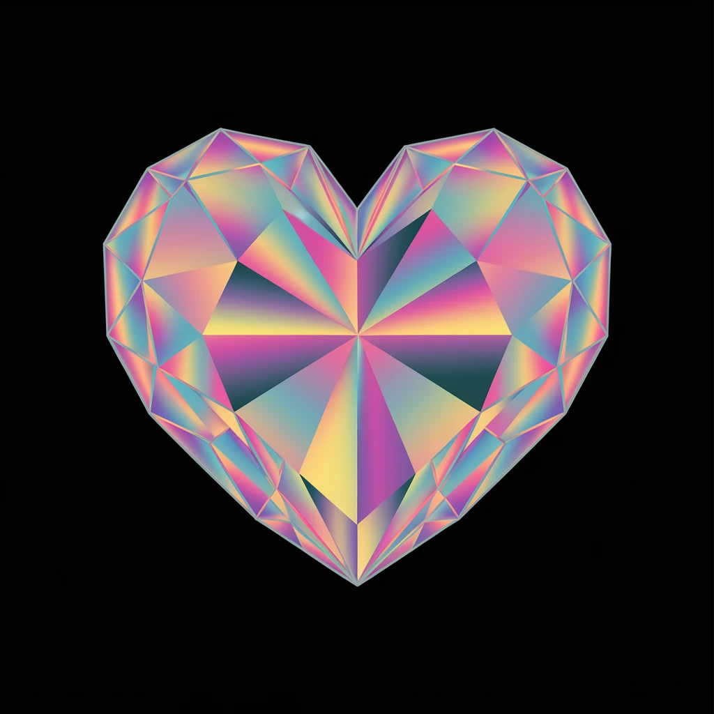 heart with a holographic crystal effect emoji