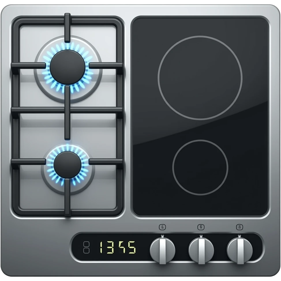 cooktop one gas burner and one induction emoji