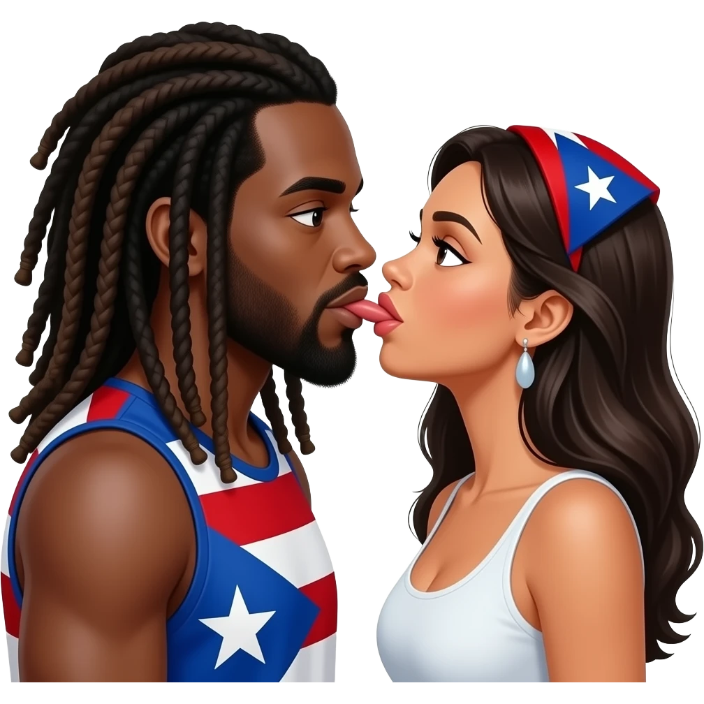 Black man with long dread locs and Puerto Rican women giving blowjob emoji