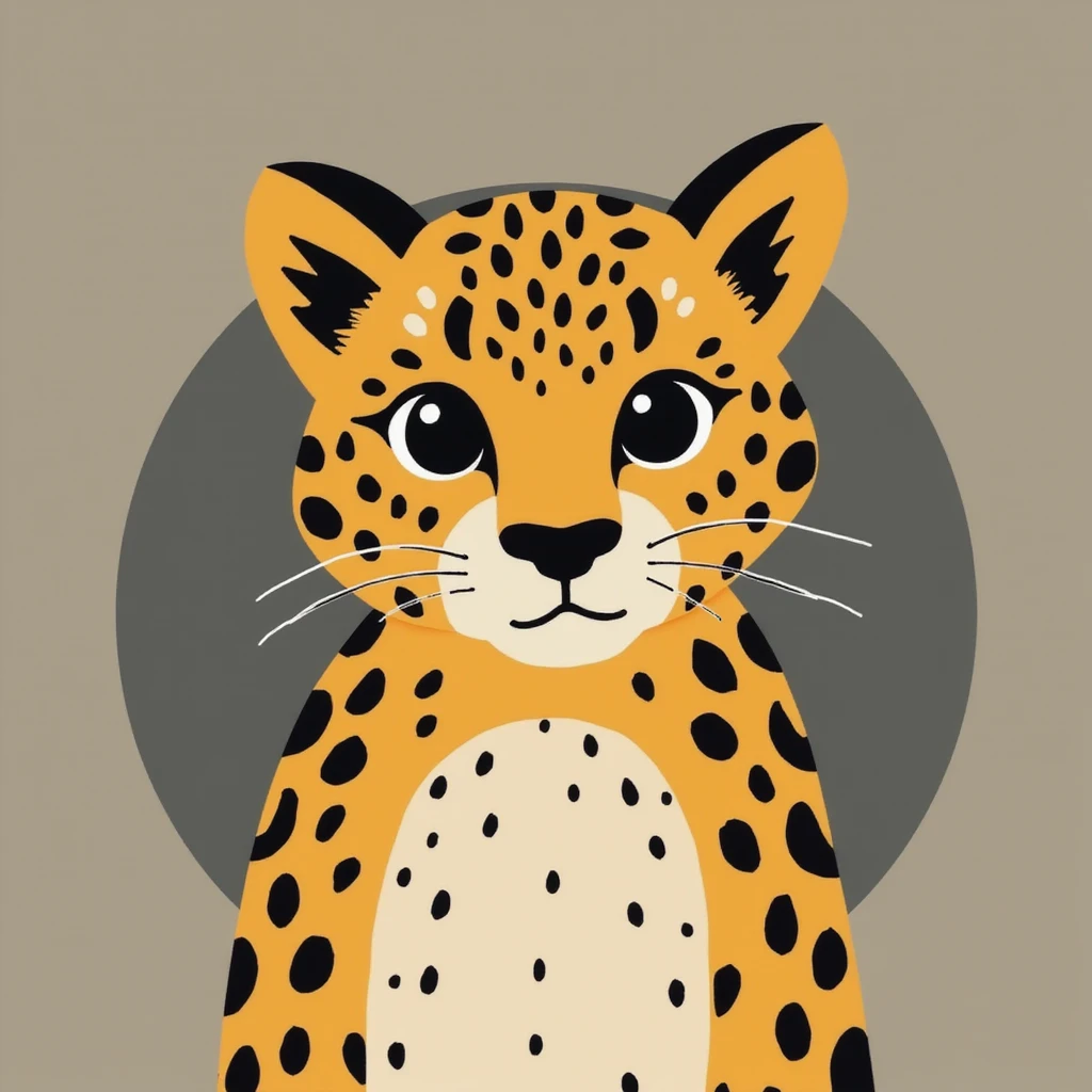 Flat design style leopard emoji